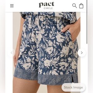 Pact High Waist Floral Blue and Cream Shorts + Top (pj set)